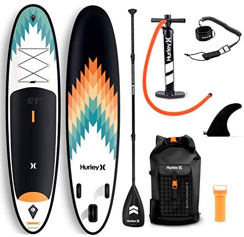 Hurley Advantage 10' 6" Stand Up Paddle Board with Hikeable Backpack, Air Pump, Adjustable Floating Paddle, Coiled Leash, Fin & Repair Kit (Outsider)