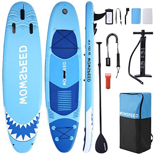Hemousy Stand Up Paddle Board,10.5'×33"×6" Inflatable Paddle Boards 286Lb Load Wide Stand SUP Non-Slip Deck Board with Leash, Paddle,Pump,3×Fins Stand Boat Paddle Board Accessories