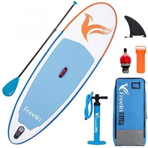 Freein Inflatable Stand Up Paddle Board,7'8 Long Inflatable SUP for Youth and Adult（with Pump and Adaptor）