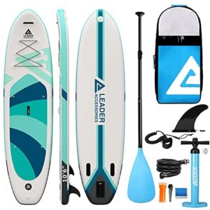 Leader Accessories Inflatable Stand Up Paddle Board 10'6"x33"x6" ISup for All Skill Levels with SUP Accessories Including Adjustable Paddle, Backpack, Leash, Hand Pump
