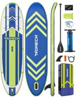 Homech Inflatable Stand Up Paddle Board 10’10 × 32” × 6” All Around SUP Paddleboarding with Dual-Chamber Hand Pump, Non-Slip Deck, Floatable Paddle, SUP for Adult Kids Beginners Fishing Water Yoga