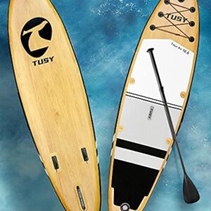 TUSY Inflatable Stand Up Paddle Board 10.6‘ with Premium SUP Accessories, Camera Mount, 3 Removable Fins, Wide Stance, Surf Control,Non-Slip Deck, Youth & Adult