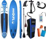 Inflatable Stand Up Paddle Board 10’6” Long 6” Thick | SUP Paddleboard Accessories Carry Backpack | Wide Stance, Bottom Fin Paddling Surf Control, Non-Slip Deck | Standing Boat Boards Wood Paddle