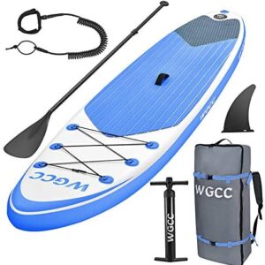 WGCC Stand Up Paddle Board Inflatable 10'5"x32"x6" Premium Ultra-Light Blow Up Inflatable Paddle Boards, Non-Slip Deck Pad Youth & Adult Standing Boat SUP Accessories | Carry Bag