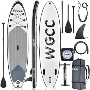 WGCC Inflatable Stand Up Paddle Board ||10'5"x32"x6", Ultra-Light 16.9LBs SUP Paddleboard with Non-Slip Deck & SUP Accessories - Backpack, Hand Pump, Paddle, Safety Leash, Center Fin