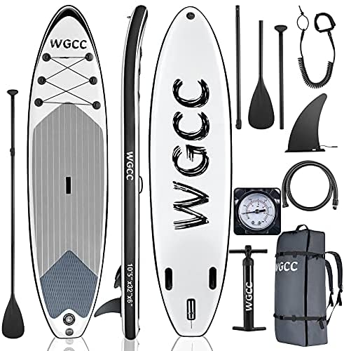 WGCC Inflatable Stand Up Paddle Board ||10'5"x32"x6", Ultra-Light 16.9LBs SUP Paddleboard with Non-Slip Deck & SUP Accessories - Backpack, Hand Pump, Paddle, Safety Leash, Center Fin