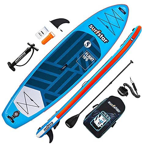 surfstar Inflatable Paddle Board, Stand Up Paddle Board for Adults, 10’6’’x33’’x6” Lightweight ISUP Board with Premium Ankle Leash, Floating Paddle, Dual Action Pump, Backpack, Waterproof Bag