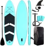 SOARRUCY Inflatable Stand Up Paddle Board - 10.5 FT Surfing SUP Boards Accessories, Inflatable Paddle Boards, Non-Slip Deck Pad, with Backpack, Leash, Paddle and Hand Pump (6 Inches Thick)