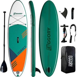 EGGORY Inflatable Stand Up Paddle Board, 10'6"x 32"x 6" SUP Surfboard with Premium SUP Accessories & Backpack, Adj Paddle, Pump, Leash, Valve Adjuster | Youth & Adult Surfing Boat