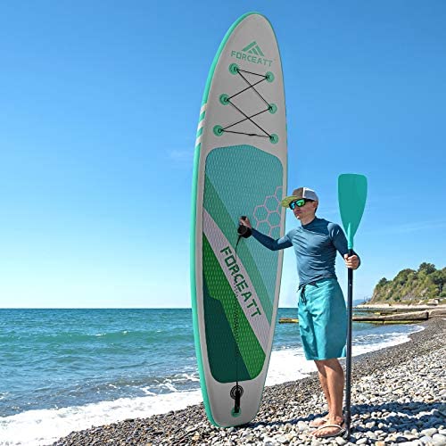 Forceatt Inflatable Stand Up Paddle Board SUP Board Equipped with Floatable 64-85 Paddles 10'2 & 11' Paddle Board Suitable for Max Weight 310 Lbs Double Quick Hand Pump and 15L Waterproof Bag. 