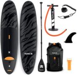 Hurley Advantage 10' Stand Up Paddle Board with Hikeable Backpack, Air Pump, Adjustable Floating Paddle, Coiled Leash, Fin & Repair Kit (Black Tiger)