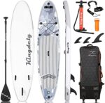 Inflatable Stand Up Paddle Board (6 inches Thick), SUP Paddle Board with Durable Backpack for beginners, Wide Stance, Non-Slip Deck, Surf Control, Paddle, Leash and Pump,10ft Gray Sup PaddleBoard