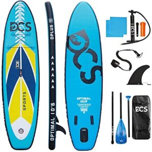 DCSSPORTS Premium Inflatable Paddle Board, 10'6" ×32" × 6", Rigid Board Built with Dual Layer Woven Drop Stitch, SUP with 5mm Non-Slip Soft Deck Pad