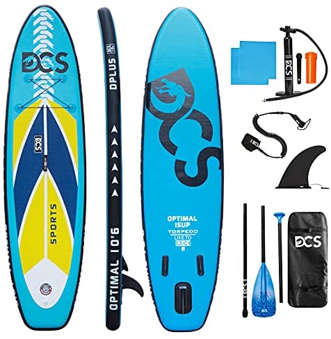 Rigid Board Built with Dual Layer Woven Drop Stitch 10'6 ×32 × 6 SUP with 5mm Non-Slip Soft Deck Pad DCSSPORTS Premium Inflatable Paddle Board 