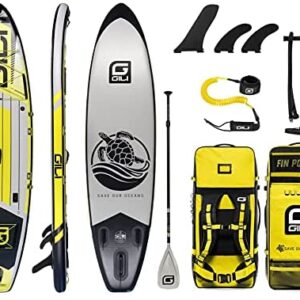 GILI Adventure Inflatable Stand Up Paddle Board: Lightweight, Durable Touring SUP: Wide & Stable Stance 11' x 32" x 6" Thick (Yellow)