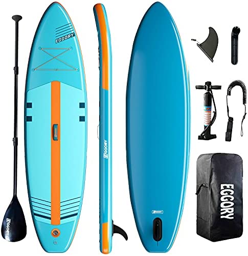 EGGORY Inflatable Stand Up Paddle Board, 10'6"x 32"x 6" SUP Surfboard with Premium SUP Accessories & Backpack, Adj Paddle, Pump, Leash, Valve Adjuster | Youth & Adult Surfing Boat