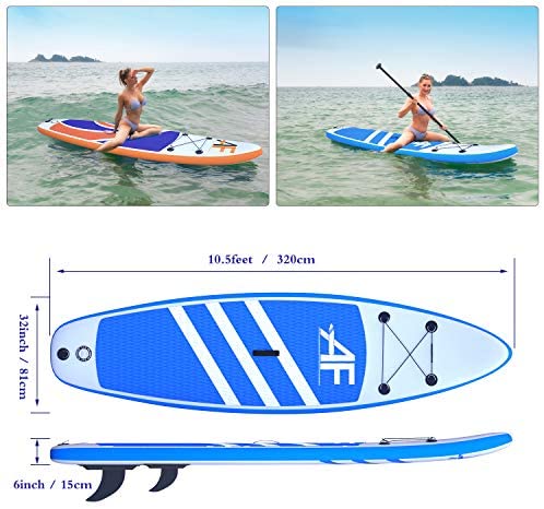 Adj Paddle,Pump,Waterproof Travel Backpack,Leash Stand Up Paddle Board ALIFUN Inflatable Stand Up Paddle Board 105×32×6 Ultra-Light Standing Boat with Non-Slip Deck 
