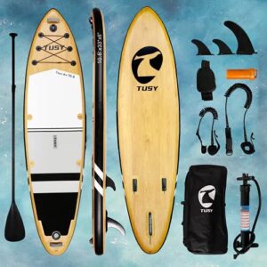 TUSY Inflatable Paddle Board SUP, Stand Up Paddle Boards for Adults Paddleboards with SUP Accessories, Backpack, Camera Mount, 3 Removable Bottom Fins for Paddling Surf Control
