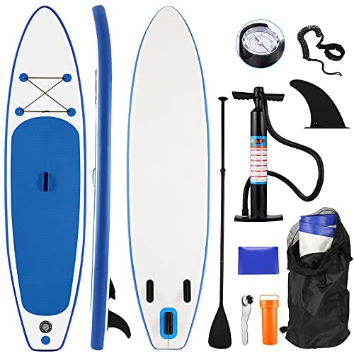 Tooluck Paddle Board, Inflatable Stand Up Paddle Board (10.5FT in Length), ISUP Accessories Included with Adj Paddle, Hand Pump, Storage Backpack, Bottom Fin, Repair Tube, Safety Rope