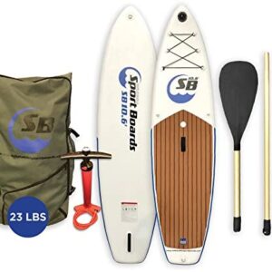 Inflatable Sport Board AIRBO 10.6' Premium Inflatable Stand Up Paddle Board with ISUP Backpack - Double Action Pump - 3 Piece SUP Paddle
