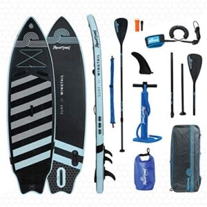 Aquaplanet WINGTAIL Surf SUP Inflatable Stand Up Paddle Board Kit | 4" Thick | 9' Long | US Fin Box | Adjustable Paddle | Carry Backpack | Dual-Action Pump | Ankle Safety Leash | Waterproof Dry Bag