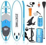 Zoetime Inflatable Stand Up Paddle Board, 10'6"×32"×6" Lightweight Versatile SUP for Touring Racing Fishing Surfing Yoga, Include Backpack, Bonus, Leash, Fin, Paddle, Waterproof Bag and Hand Pump