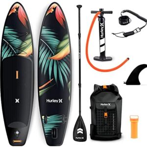 Hurley PhantomTour 10' 6" Stand Up Paddle Board with Hikeable Backpack, Air Pump, Adjustable Floating Paddle, Coiled Leash, Fin & Repair Kit (Paradise)